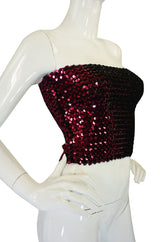 1970s Sequin Wide Ruby Red Tube Top