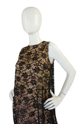 1960s Lanz Lace & Back Bow Maxi Dress