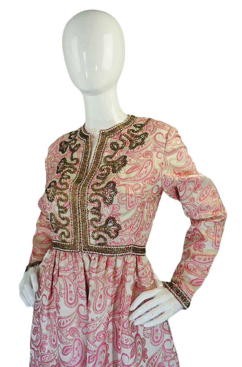 1950s Pink Brocade Ceil Chapman Gown