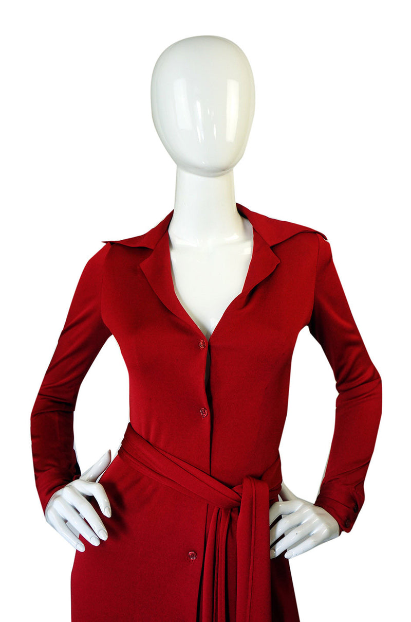 1972 Custom Red Jersey Halston Dress