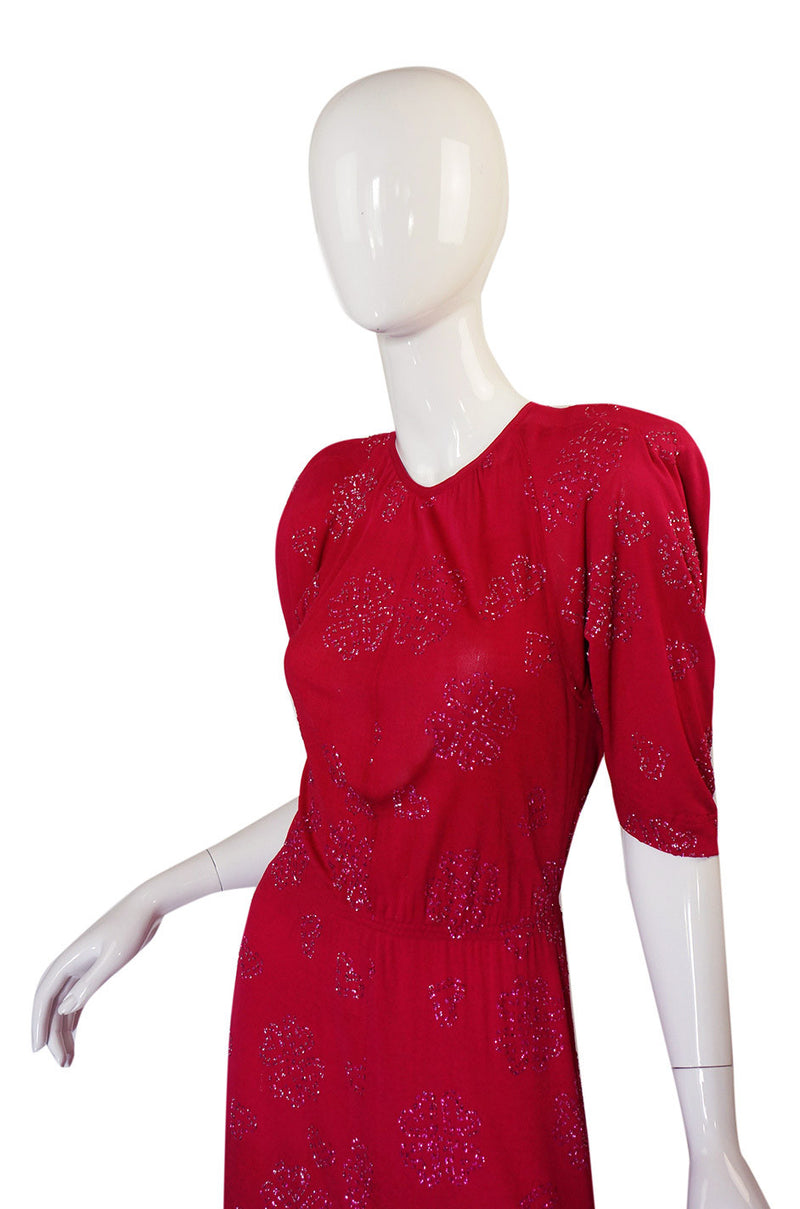 1970s Jean Muir Pink Jersey Glitter Dress