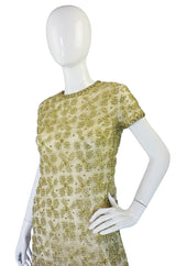 1960s Rhinestone & Bead Silk Net Dress