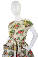 1950s Scenic Wrap Cotton Dress by Swirl