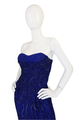 c1954 Ceil Chapman Strapless Bead & Sequin Silk Dress