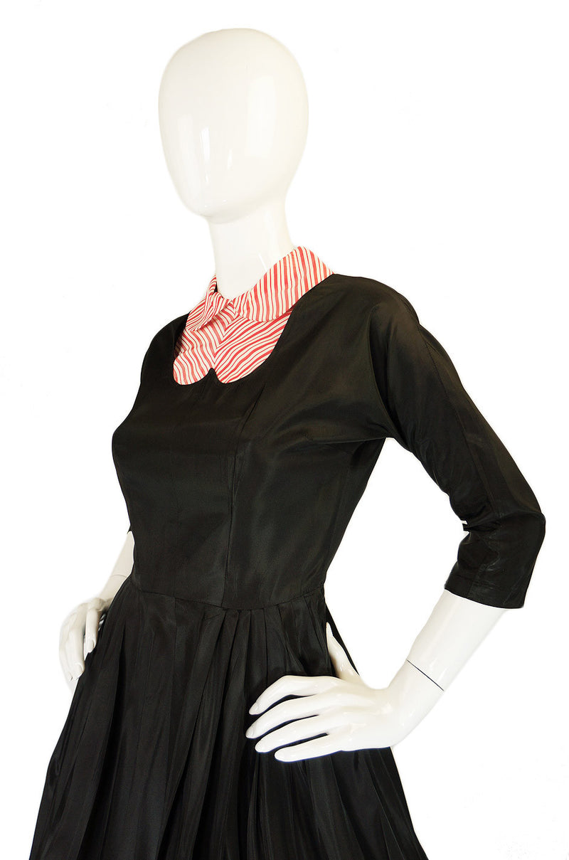 Early 1950s Peppermint Stripe Silk Dress