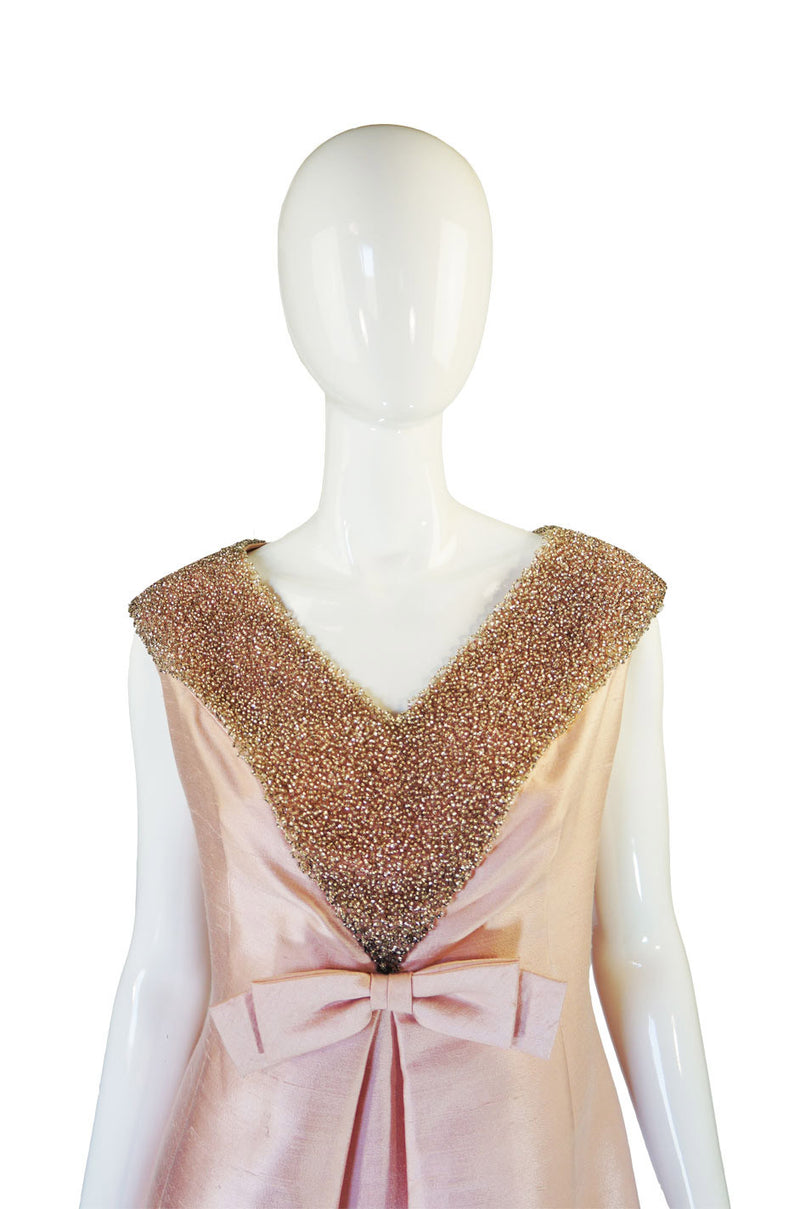 1960s Silver Glass Bead Dress