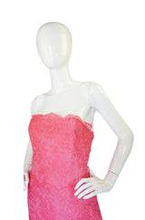 1960s Stavropoulos Couture Lace & Silk Pink Strapless Dress