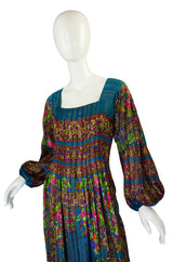 1970s Silk Pauline Trigere Maxi Dress