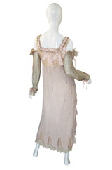 1970s Zandra Rhodes Hand Painted Silk Gown