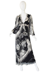 1970s Silk Chiffon & Jersey Leonard Maxi