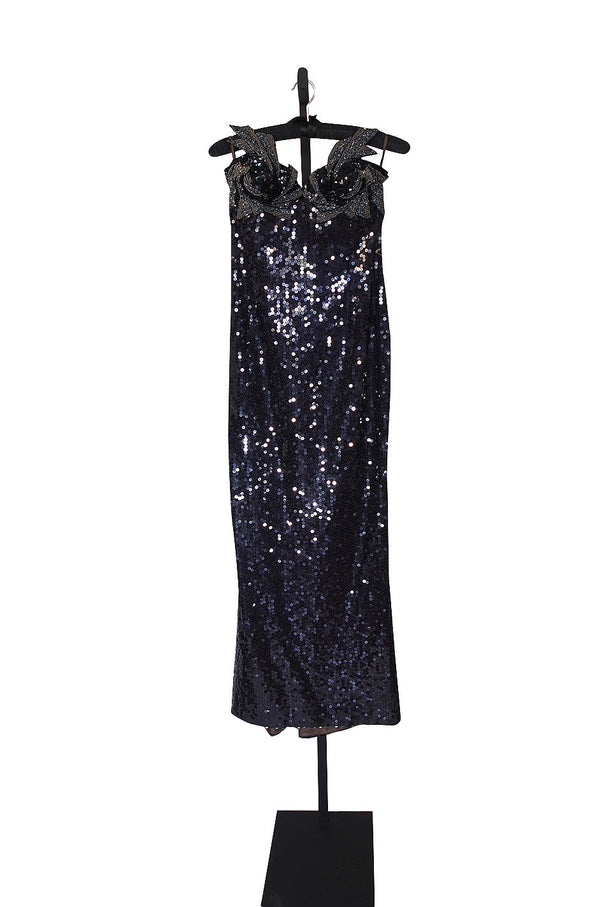 1990s Strapless Rare Loris Azzaro Sequin Gown