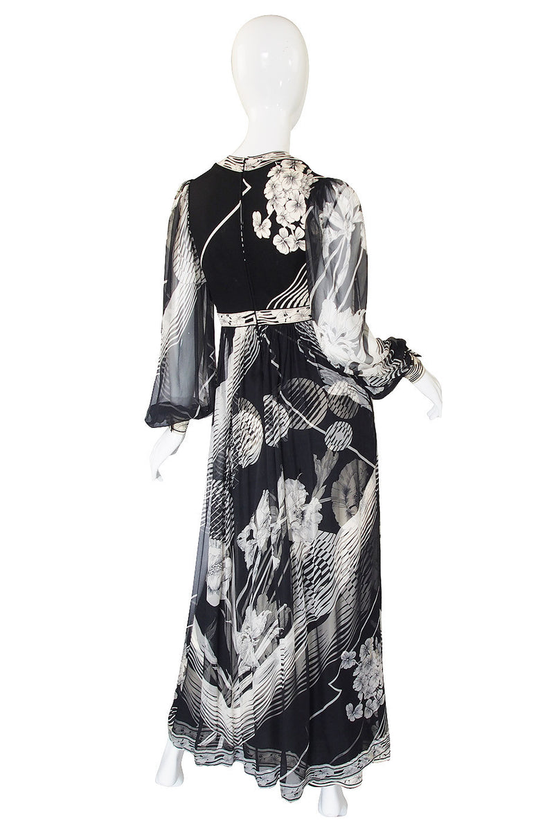 1970s Silk Chiffon & Jersey Leonard Maxi