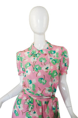 1970s Bill Blass Silk Pink & Green Set