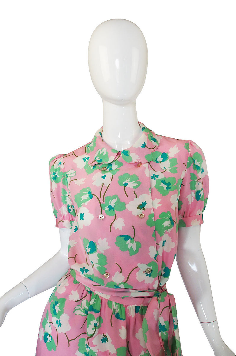 1970s Bill Blass Silk Pink & Green Set
