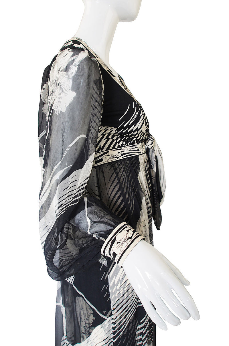 1970s Silk Chiffon & Jersey Leonard Maxi