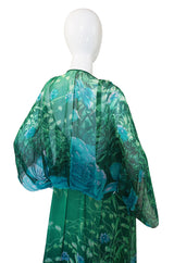 1970s Silk Chiffon Caftan Hanae Mori Dress