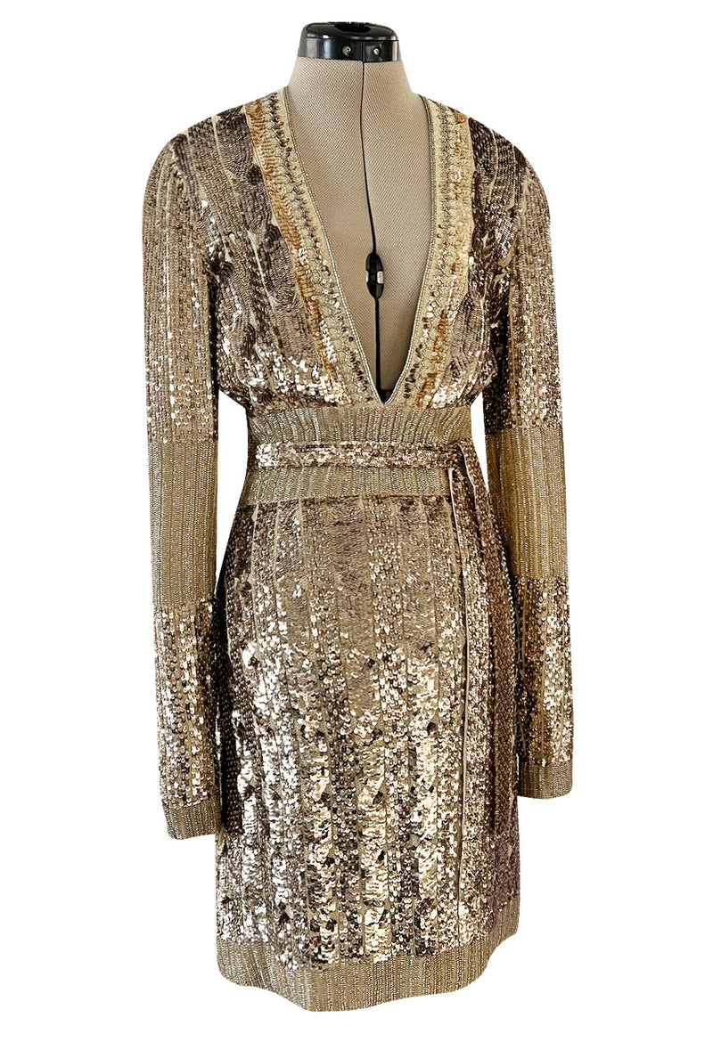 Highly Documented Fall 2006 Gucci by Frida Giannini Runway Gold Sequin Mini Dress Highly Documented Fall 2006 Gucci by Frida Giannini Runway Gold Sequin Mini Dress