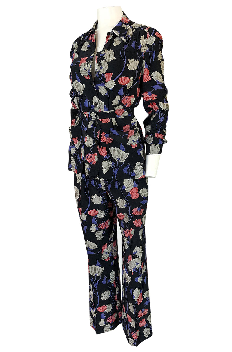 Resort 2008 Prada Runway Iconic Silk Floral Pant & Jacket Set