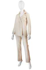 1970s Chic Cream Courreges Pant & Jacket Suit