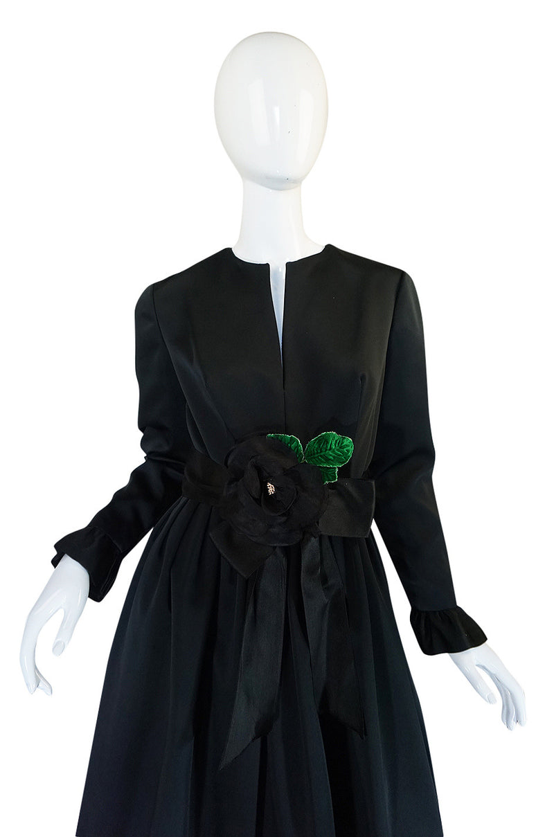 Stunning 1960s Black Silk Satin Sarmi Cocktail Dress