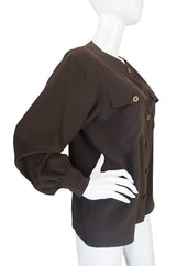 1970s Yves Saint Laurent Brown Silk Top
