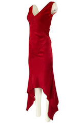 Early 2000s Christian Dior by John Galliano Red Silk Satin Bias Cut Dress