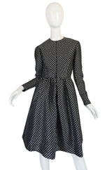 c1972 Geoffrey Beene Silk Black & White Dot Dress