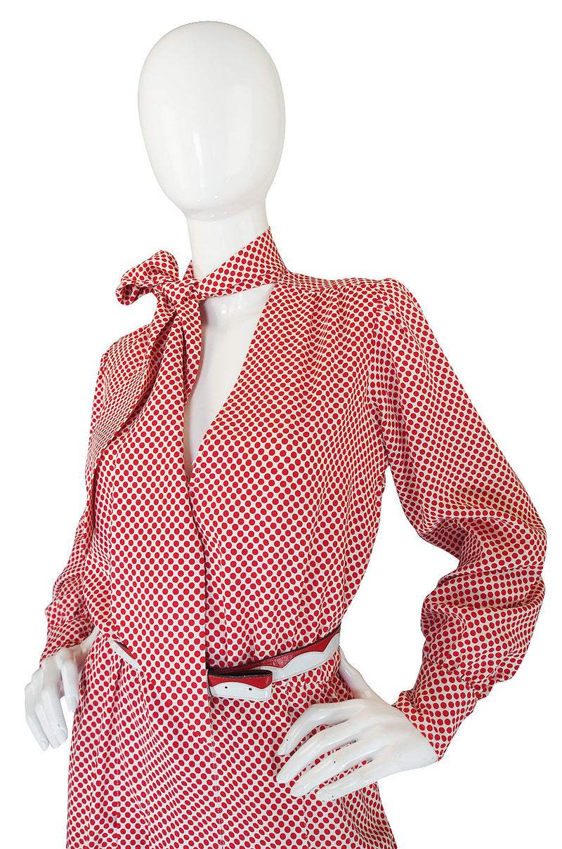 1970s Yves Saint Laurent Dot Dress & Belt