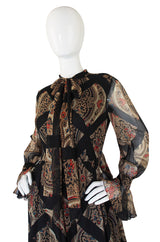 1960s Silk Chiffon Oscar de la Renta Maxi Dress