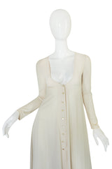 1970s John Kloss Front Plunge Nylon Dress in Ivory