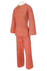 Rare 1971 Marion Foale and Sally Tuffin Red & White Check 'Pajama' Pant Set