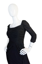 1940s Ceil Chapman Attr. Black Jersey Draped Dress