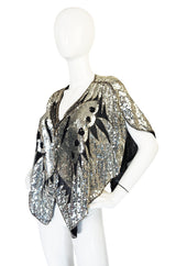 1970s Silver Sequin Butterfly Cape or Top
