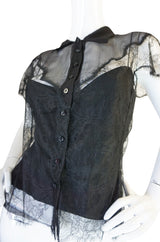 1990s Black Silk & Lace Galliano for Dior Top