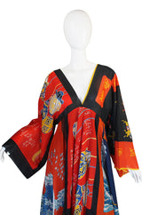 Rare, Early 1970s LaVetta Silk Scarf Caftan Dress