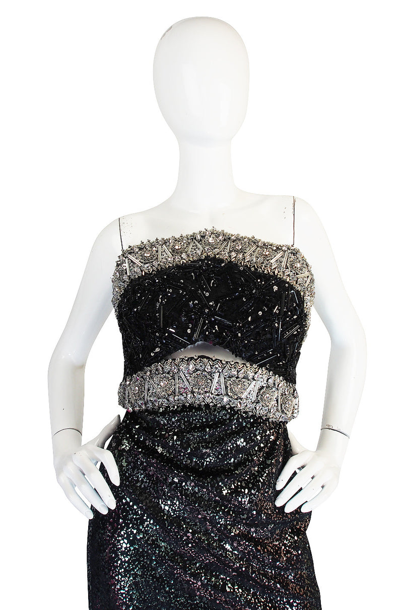 1970s Bead & Crystal Couture Galanos Gown