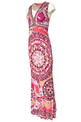 Recent 2000s Emilio Pucci Sleeveless Pink Printed Silk Jersey Dress New w Tags