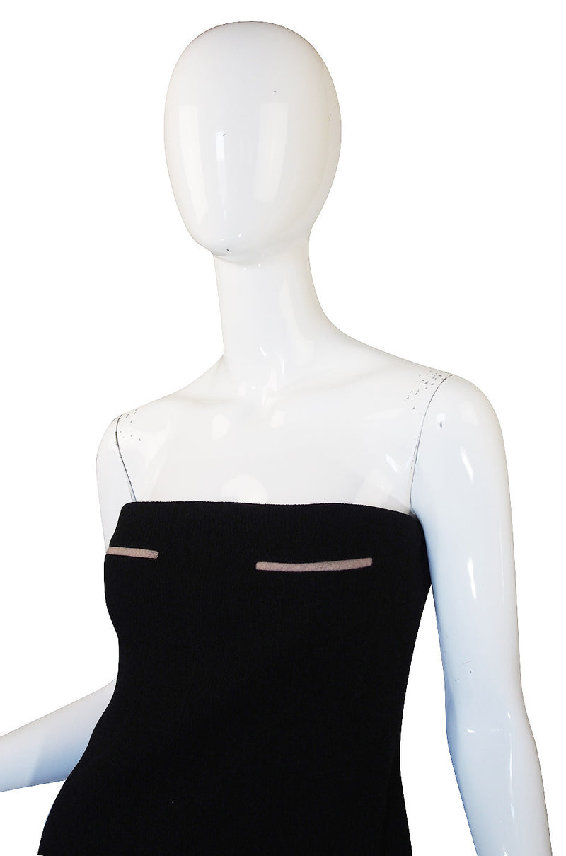 1980s Geoffrey Beene Graphic Strapless Dress