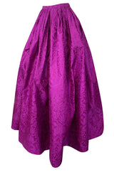 1980s Oscar de la Renta Fuchsia Silk Brocade Unworn Full Ball Gown Skirt