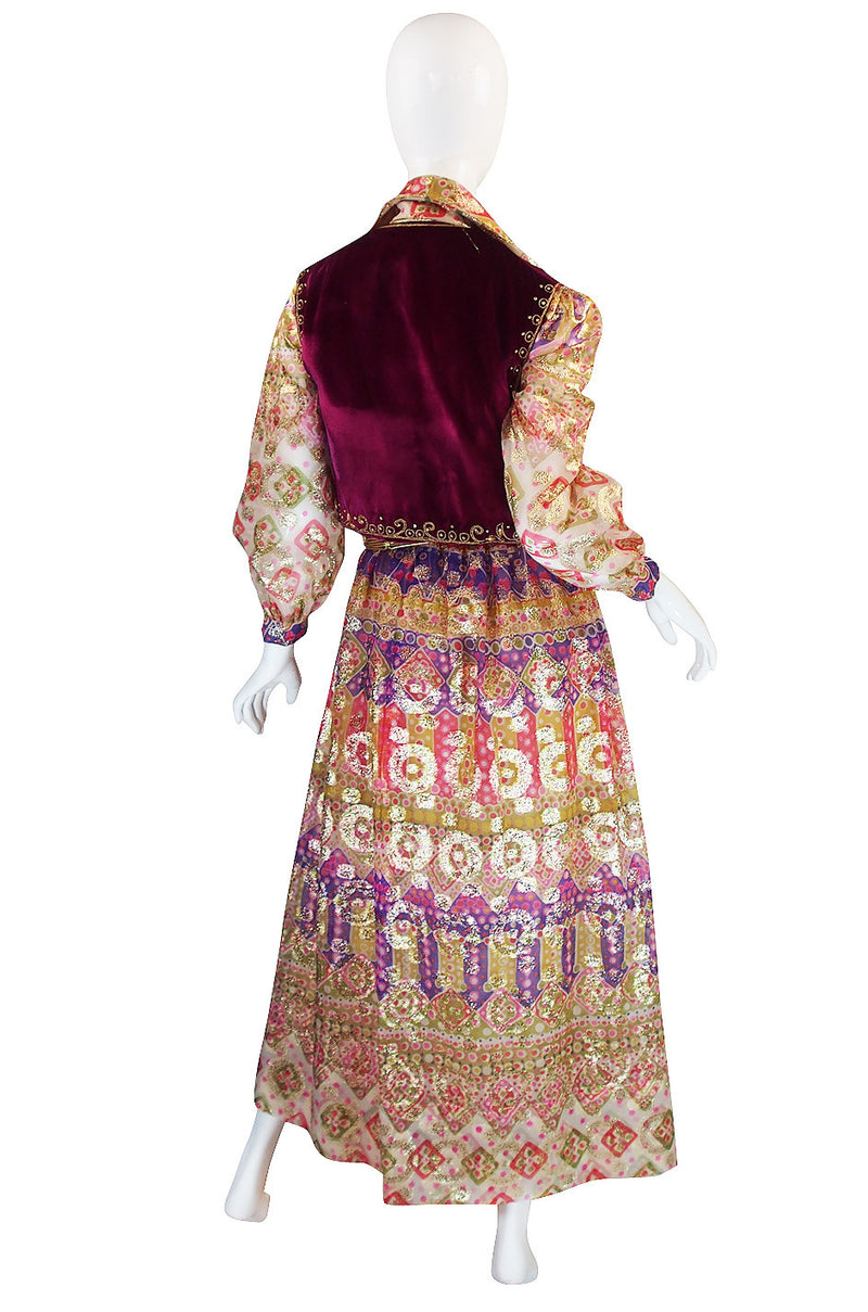 1969 Oscar de la Renta Gypsy Metallic Dress Set