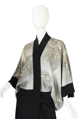 1950s Stylized Dragon Print Silk Kimono