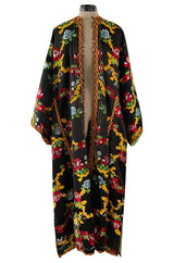 Spectacular Vintage Oversized Kimono Coat Made From an Incredible Antique Floral Silk Brocade