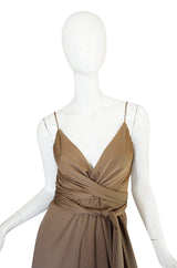 1970s Stephen Burrows  Slinky Taupe Jersey Wrap Dress