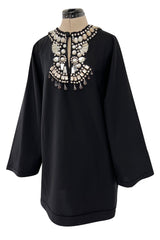 Fantastic Spring 2007 Lanvin by Alber Elbaz Black Tunic Mini Dress w Crystal Detailing