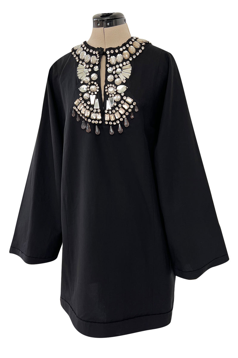Fantastic Spring 2007 Lanvin by Alber Elbaz Black Tunic Mini Dress w Crystal Detailing