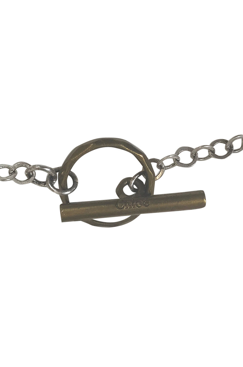 Unusual 1990s Chloe Long Brass Pendant Necklace