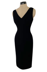 1995 Gianni Versace Couture Fitted Little Black Dress w Plunge Back & Front