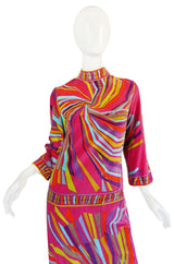 1960s Spectacular Vivid Pink Swirl Pucci Velvet Dress