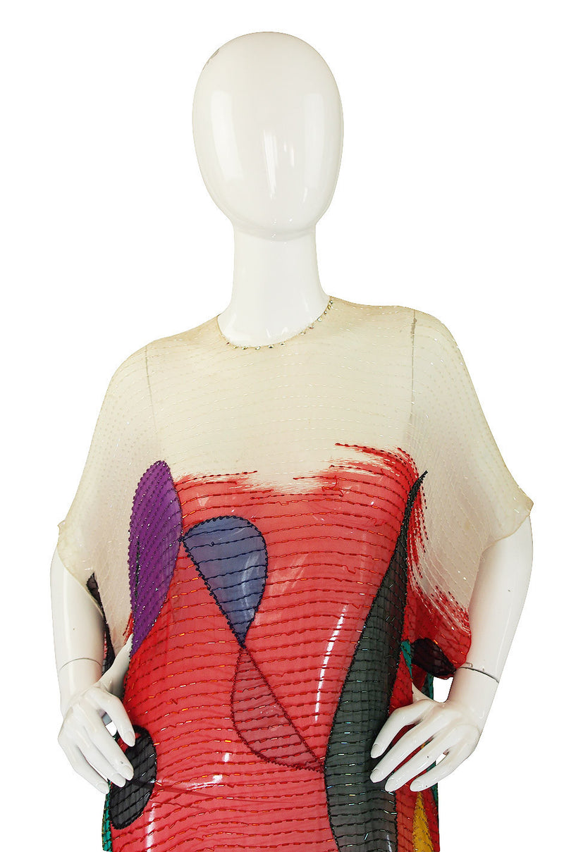 1970s Beaded Silk Hanae Mori Caftan
