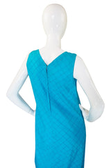 1960s Turquoise Cotton Pintuck Mexican Dress